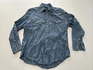Wrangler Western Hemd Herren Large Blau Denim Pearl Snap Cowboy Rodeo Classic - Bild 1 von 13