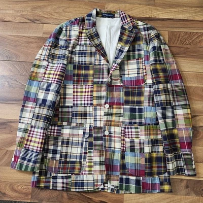 Chaqueta Blazer Polo Ralph Lauren Madras Patchwork Algodón Talla 42L Foto 1 de 4