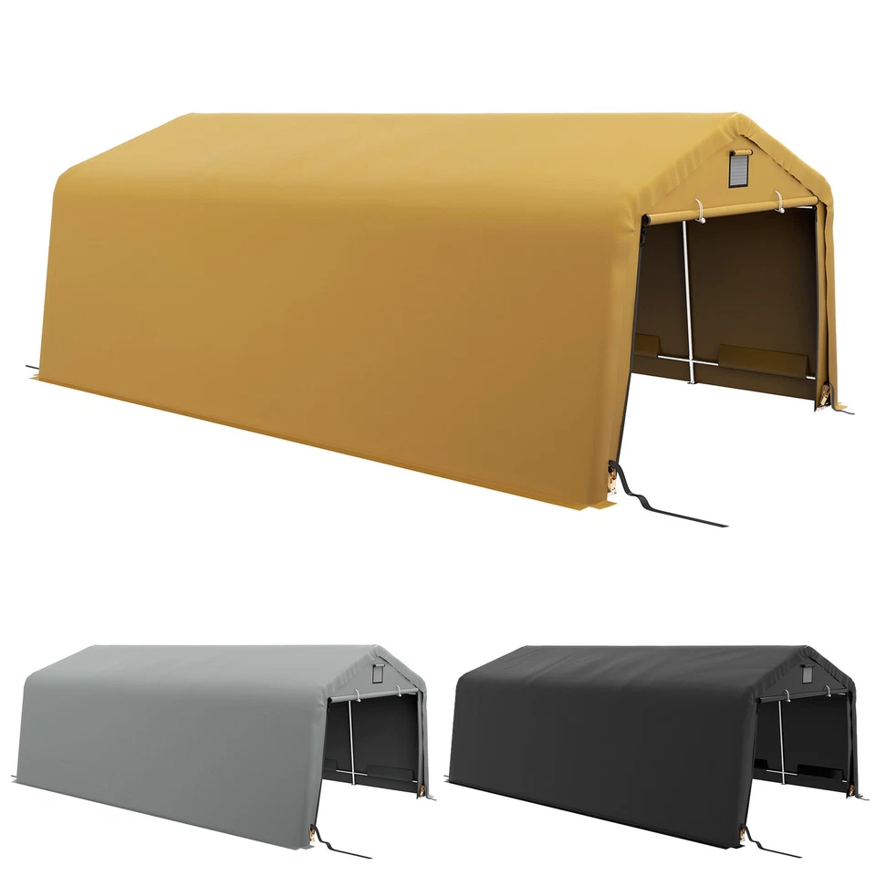 Outsunny 12英尺x20英尺便携式车库车棚带通风窗 — 第 1/1 张图片