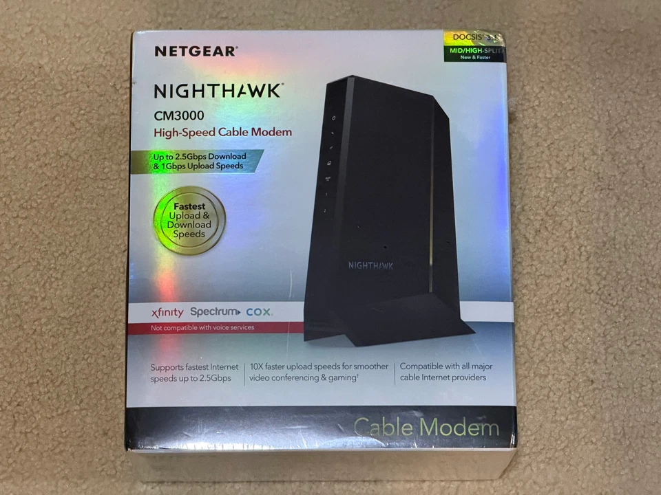NETGEAR Nighthawk CM3000 DOCSIS 3.1 Cable Modem - New, Unopened - Image 1 of 1