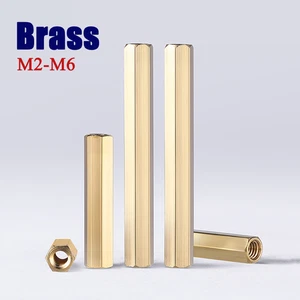 Long Hex Connection Nuts Brass Thread Sleeve Standoffs Pillars Spacers M2-M6 - Picture 1 of 134