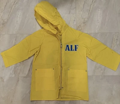 Chaqueta de lluvia de vinilo de colección 1987 Alf TV Show para niños talla 4 amarilla con capucha con cremallera Foto 1 de 4