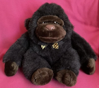 Vintage Leisure Ind Black Brown Gorilla Monkey Side Eye Soft Plush Toy 14” x 12” - Image 1 of 4