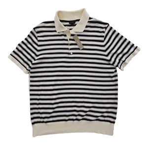 NEW J. Crew Italian Pima Cotton Sweater Men's M Navy White Stripe NWT Luxury - Picture 1 of 15
