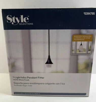 Pendant Light Shade Fitter Fixture Matte Black Mini 5"x5"x63" (Shade not Inc) - Image 1 of 4