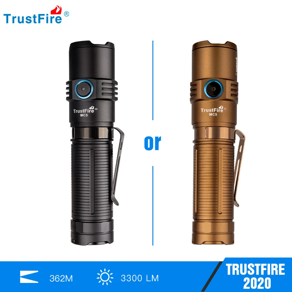 TrustFire LED Taschenlampe 3300Lumen taktische IPX8 Wasserdichte Wiederaufladbar