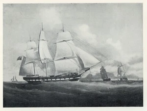 The SIR EDWARD PAGET Trader Tall Sailing Ship, 1925 vintage nautical print - Picture 1 of 3