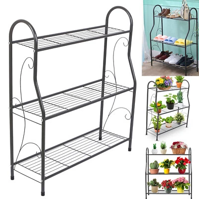 3-уровневая металлическая подставка для растений полки для рассады цветочный горшок дисплей органайзер стойка для обуви - Изображение 1 из 4