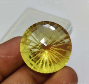 ¡¡¡Precioso!!! Tablero de ajedrez redondo de cuarzo limón de 56 quilates excelente corte piedra preciosa suelta - Imagen 1 de 6