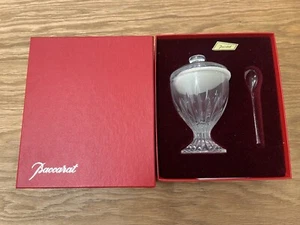 Baccarat Crystal France MASSENA Mustard Jam Jar with Lid & Spoon Original Box - Picture 1 of 9