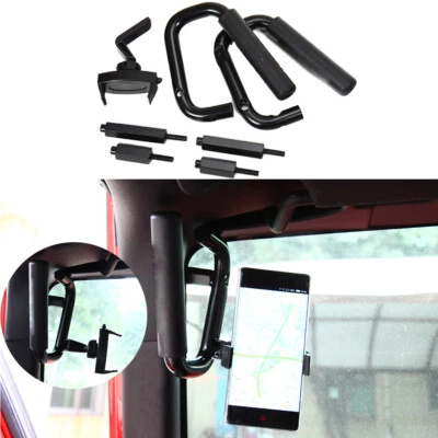 Front Grab Handles Bar with Phone Mount Kits For Jeep Wrangler JK JKU 2007-2018 Foto 1 de 4