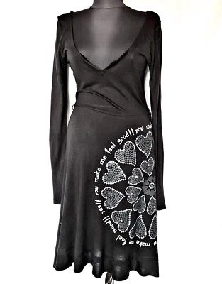 VESTIDO MUJER AUTÉNTICO DESIGUAL BORDADO LOGO VISCOSA NEGRO TALLA US 6/EU34/S Foto 1 de 4