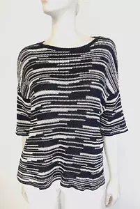 Maglia nuova con etichette $198 Eileen Fisher XXS nera lino biologico cotone ritagliato - Foto 1 di 5