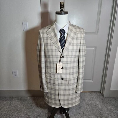 Nuevo con etiquetas Traje Blazer Murano Mediano Calce Ajustado Colección Renacimiento Antiguo Hombres Cuadros Foto 1 de 4