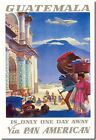 Vintage Illustrated Travel Poster *framed* Canvas Print ~ Guatemala 18x12"