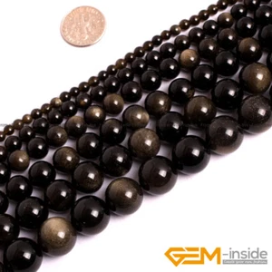 Natural Stone Golden Obsidian Round Beads For Jewelry Making 15" 6mm 8mm 10mm - Picture 1 of 48