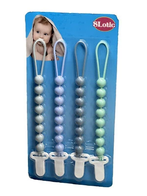 Paquete de 4 clips para chupete de silicona masticables Slotic -1 paquete de 4 piezas - Nuevo - ENVÍO 24 HORAS Foto 1 de 4