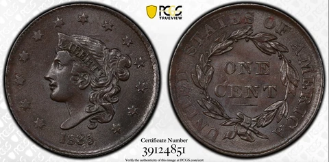 1835 PCGS MS62BN N-15 Head Of 1836 Large Cent 1C Cover