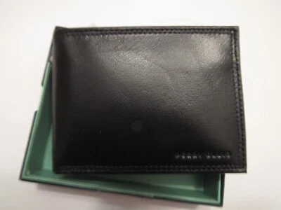 Nuevo DEFECTO Perry Ellis Cartera Plegable Cuero Color Negro Foto 1 de 4