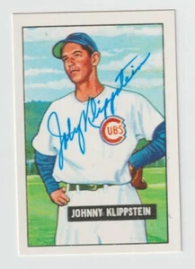 Johnny Klippstein Signed 1951 Bowman Reprint Original Autograph Cubs - Died 2003 - Picture 1 of 1