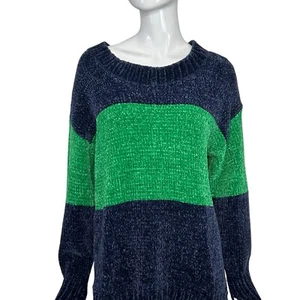 Offline By Aerie Chenille Strick weicher Pullover blau grün Small Oversized - Bild 1 von 18