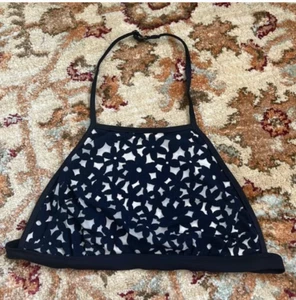 Blue Life Black Flower Bomb Halter Bikini Swim Top M - Picture 1 of 3