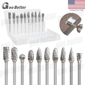 10PCS 1/8" Shank Tungsten Carbide Rotary Burr Bit Set Grinding Carving Burrs - Picture 1 of 10