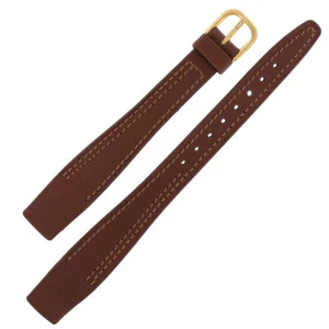 Hirsch Watch Band 14mm Open End Ladies Leather Brown Stitched - Picture 1 of 3