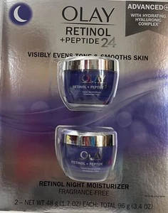 Olay Retinol + Peptide 24 Fragrance Free Night Moisturizer, 1.7 OZ (2 Packs) - Picture 1 of 6