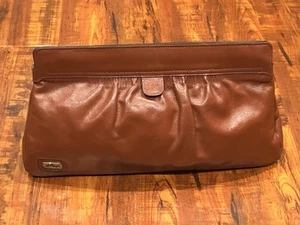 Vintage Philippe Soft Leather Brown Envelope Clutch Purse Bag Handbag - Picture 1 of 13