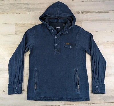 Sudadera con capucha Wrangler para hombre pequeña denim como suéter Henley Foto 1 de 4