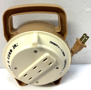 Bobina cavo prolunga retrattile 25 piedi Snapit Stor-A-Cord Jr 1982 vintage - Foto 1 di 6