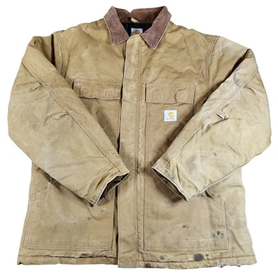 Vtg Carhartt Mens C03-BRN Chore Coat Canvas Quilted Lined Barn Coat Size 46 Read - Image 1 of 4