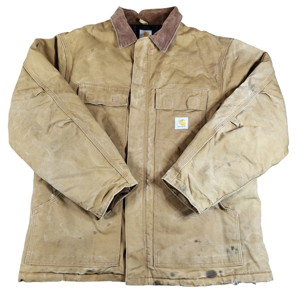 Vtg Carhartt Mens C03-BRN Chore Coat Canvas Quilted Lined Barn Coat Size 46 Read - Image 1 of 4