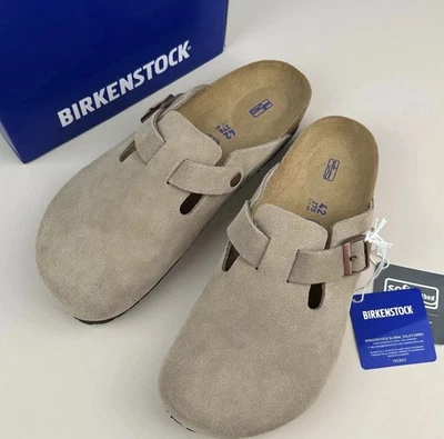 Birkenstock Boston Taupe Gamuza Cuero Suave Plantilla Zueco Zapatos para Hombre Talla 11 Foto 1 de 4