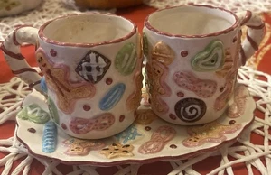 Taza y plato vintage de pan de jengibre caramelo decoración del hogar de Navidad - Imagen 1 de 13