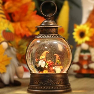 Thanksgiving Decorations Snow Globe, Gnomes Light Up Snow Globe Fall Decorati... - Picture 1 of 6