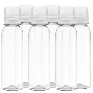 4 oz Clear PET Cosmo Plastic Bottle with Clear Twist Top Cap (6 pack) - Picture 1 of 6