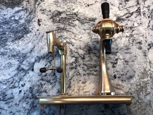 VINTAGE SODA FOUNTAIN GOOSNECK DISPENSER TAPS 2 WAY SODA JERK PULL HANDLE BRASS - Picture 1 of 7