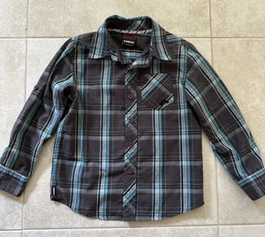Tony Hawk Boys Roll Up Sleeve Button Up Shirt Turquoise/black Size S/4 - Picture 1 of 3