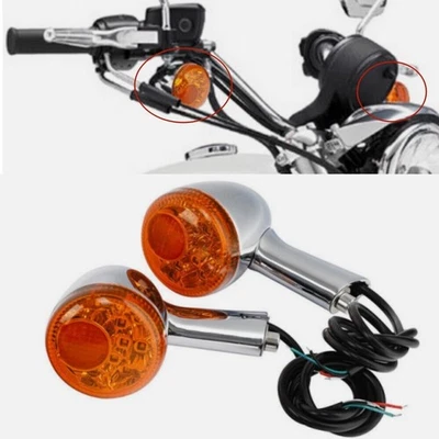 Chrome Rear Turn Signals LED Amber Light For Harley Davidson Sportster 883 1200 - Image 1 of 4