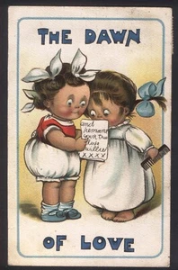 EL AMANECER DEL AMOR - Niños descarados. Postal artística de Wiederseim de 1910 - Imagen 1 de 1