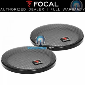 2 red logos FOCAL 6.5" SPEAKER COAXIAL COMPONENT PROTECTIVE GRILLS COVERS NEW - Picture 1 of 2