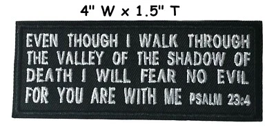 PSALM 23:4 ROCKER EMBROIDERED PATCH CHRISTIAN RELIGIOUS iron BIBLE JESUS - Image 1 of 4