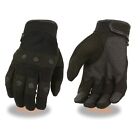 Milwaukee Leather SH761 Men's Black Textile Padded Knuckle Mechanics Gloves with