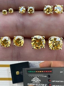 Canary Yellow Moissanite Screwback Stud Earrings 14k Gold Plate 925 Silver 3-8mm - Picture 1 of 24