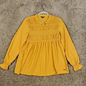 The Roadster Long Sleeve Yellow Blouse Sz M Womens Elastic Band Long Sleeve Top - Picture 1 of 9