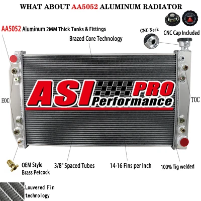 4 Rows Aluminum Radiator fit 1988-99 Chevy GMC C/K 1500 2500 3500 Pickup V8 5.7L - Image 1 of 4