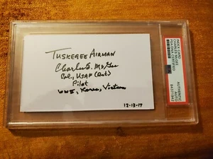 Charles McGee signierte Karteikarte Tuskegee Flieger WWII Pilot PSA/DNA Autogramm - Bild 1 von 2