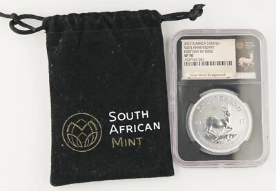 South Africa 2017 Krugerrand 50 Anniversary 1 Oz Silver Coin NGC SP70 First Day - Image 1 of 4